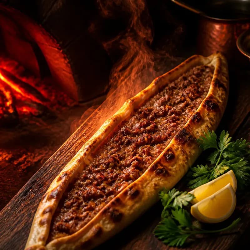 Fırından yeni çıkmış kıymalı pide
